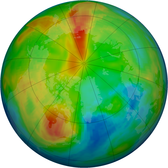 Arctic ozone map for 18 February 1993